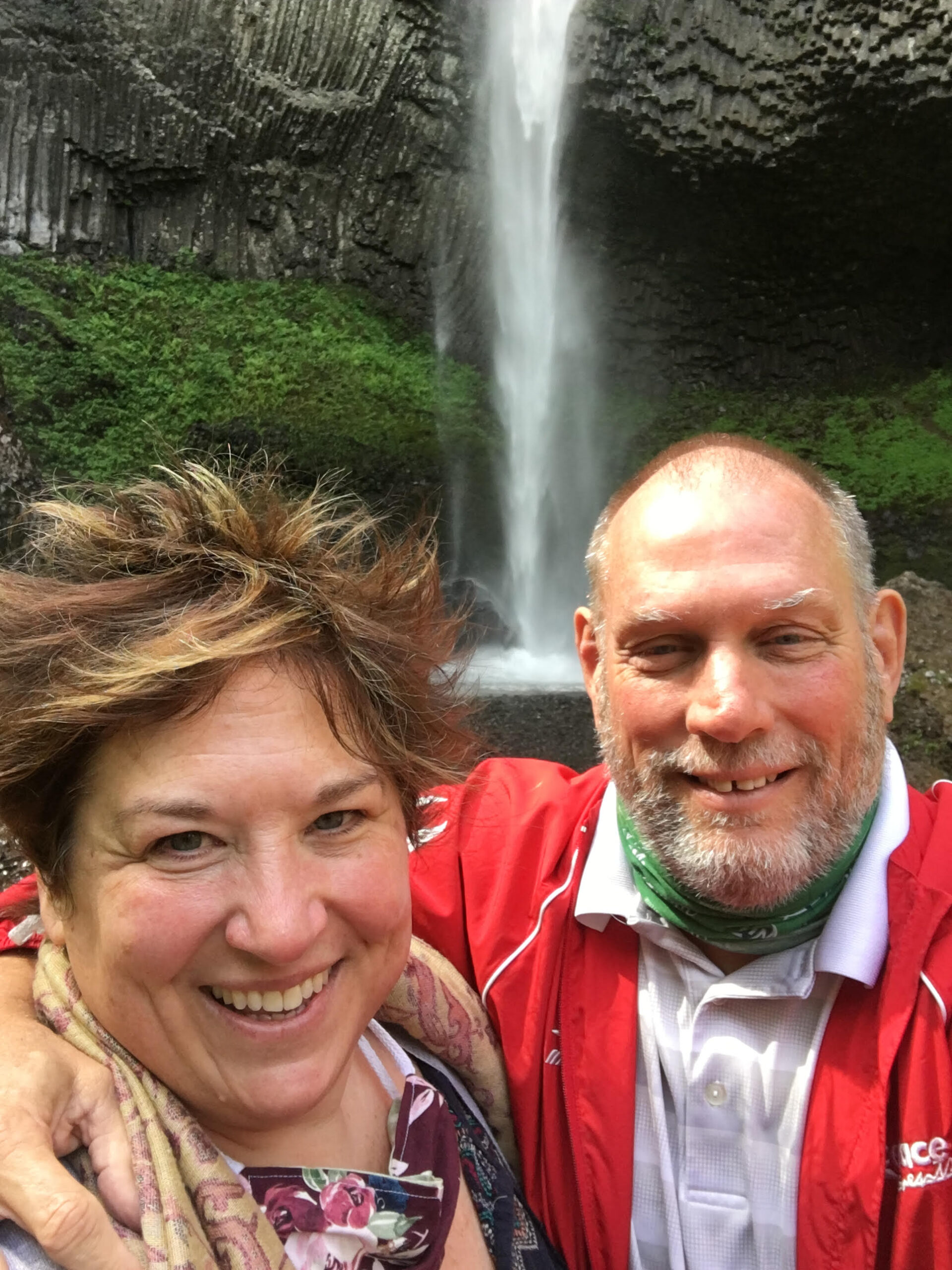 Bill and Elaine at an Oregon waterfall