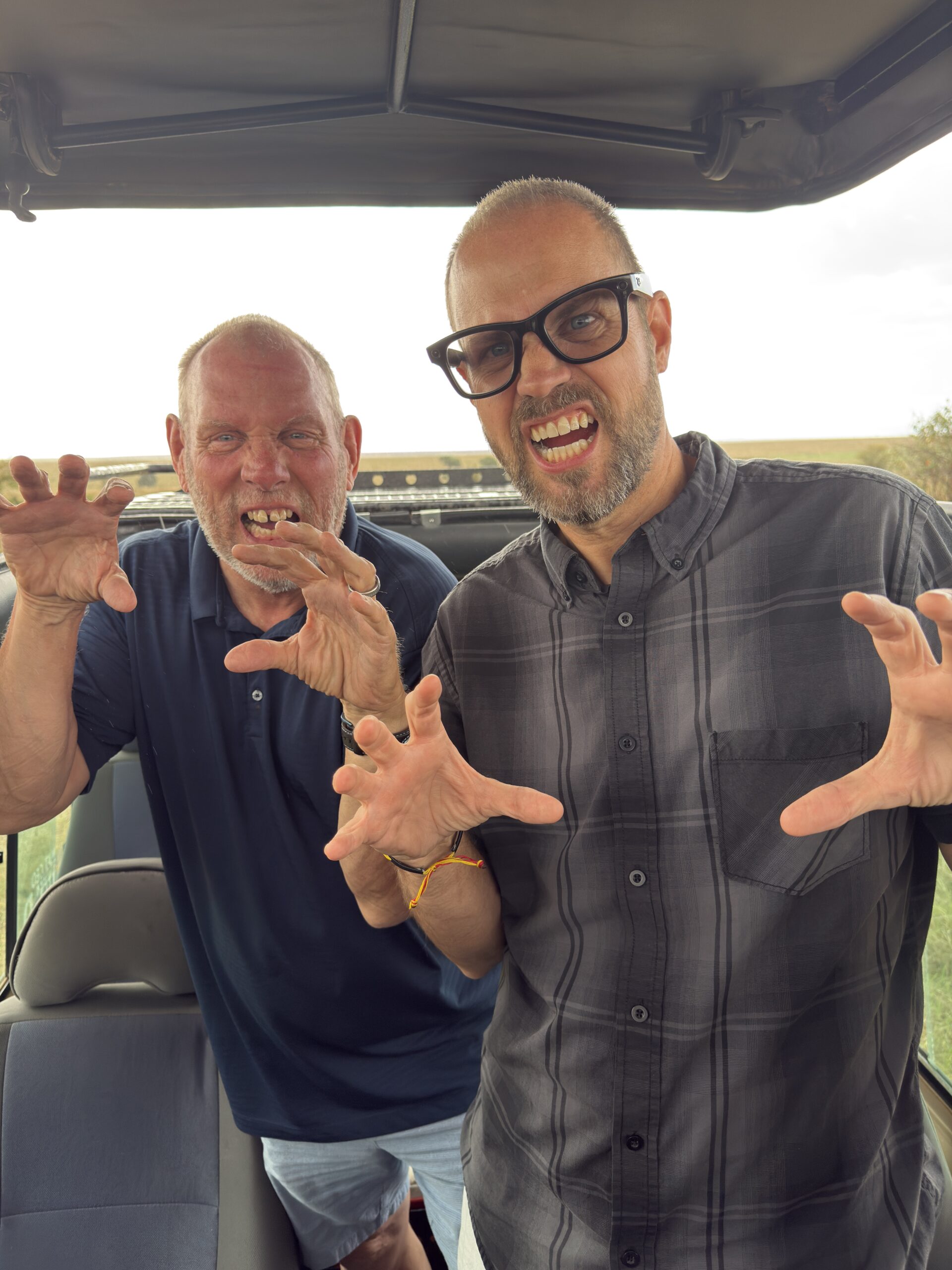 Chris and Bill on safari in Maasai Mara